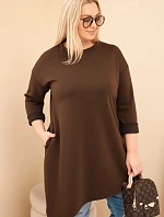 Dámske Plus veľkosť viskózové sukne s voľným strihom a dlhými rukávmi Brown