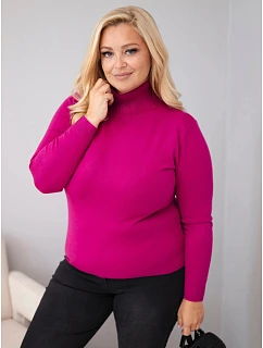 Dámský viskózový svetr Plus Size s rolákem v klasickém střihu tmavě fialová