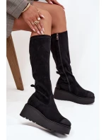 Dámské  Kolena Na Platformě A Klínu Černé model 21707958 - VINCEZA