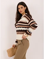 Sweter PM SW model 22400709 biało brązowy - FPrice Sweter PM SW model 22400709 biało brązowy - FPrice
