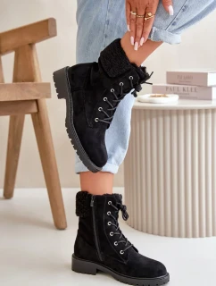 Dámske zateplené členkové topánky na zips Black Mivael