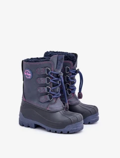 Vysoké teplé detské snehule so šnúrkou Lee Cooper LCJ-24-44-2843K Blue