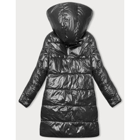 Čierno-ecru hrubšia dámska zimná obojstranná bunda (V768G)