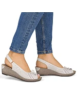 Rieker 624H1-60 dámske kožené sandále na platforme s mašľou