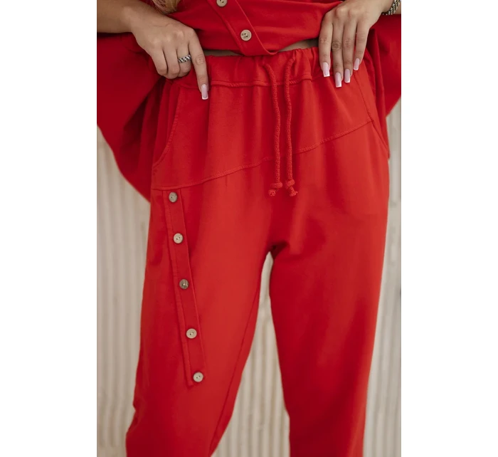 Oversize bavlněný komplet teplákové + kalhoty červený Oversize bavlněný komplet teplákové + kalhoty červený