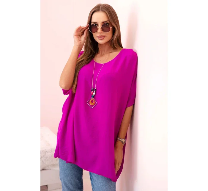 Oversized halenka s přívěskem model 21101268 - K-Fashion Oversized halenka s přívěskem model 21101268 - K-Fashion