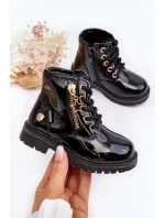 Dětské lakované botky na zip černé model 21641016 - EVENTO Dětské lakované botky na zip černé model 21641016 - EVENTO