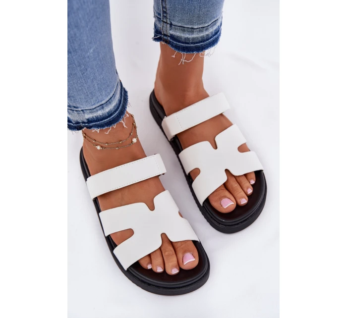 Klapki Damskie Z Rzepem Vinceza 17401 Białe