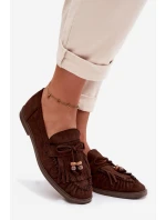 Ženské mokasíny s třásněmi a korálky Čokoládové model 21937642 - Boto Ženské mokasíny s třásněmi a korálky Čokoládové model 21937642 - Boto