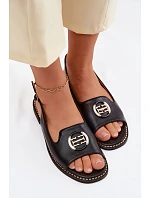 Dámské sandály na nízkém podpatku s ozdobou S.Barski KV61-6037 Černé