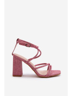 Ružové sandále na vysokom podpätku Herfiana s remienkami