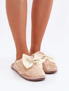 Dámske papuče s kožušinkou a kašou béžové Olfedi
