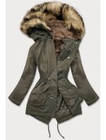PIKOWANA ZIMOWA KURTKA DAMSKA Z FUTERKIEM KHAKI model 21242950 - LHD