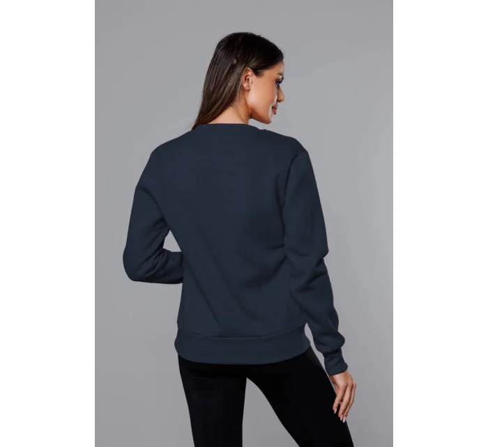 Tmavomodrá dámska tepláková mikina so sťahovacími lemami (W01-25)