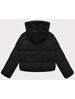 Krótka zimowa kurtka damska z kapturem czarna model 21247640 - J.STYLE Krótka zimowa kurtka damska z kapturem czarna model 21247640 - J.STYLE