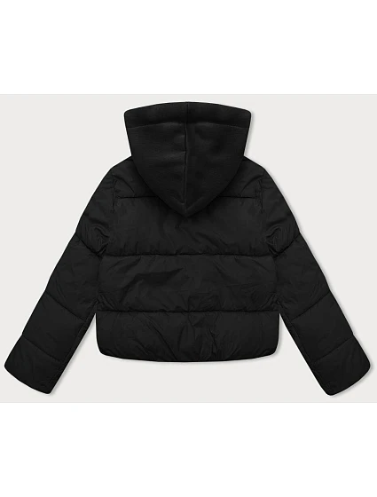 Krótka zimowa kurtka damska z kapturem czarna model 21247640 - J.STYLE Krótka zimowa kurtka damska z kapturem czarna model 21247640 - J.STYLE