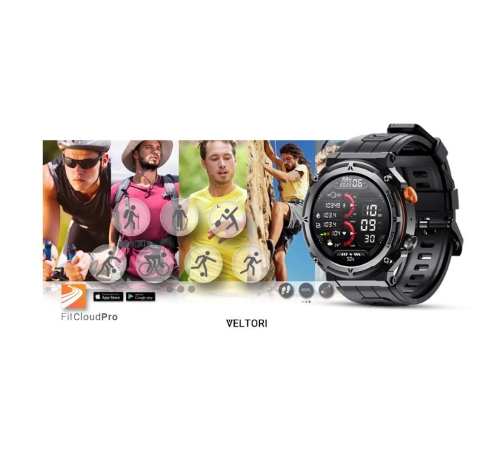 VELTORI VT130-1 Smartwatch Čierny silikónový remienok VELTORI VT130-1 Smartwatch Čierny silikónový remienok