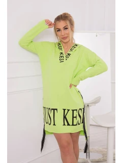 Šaty s kapucňou a potlačou pistácie