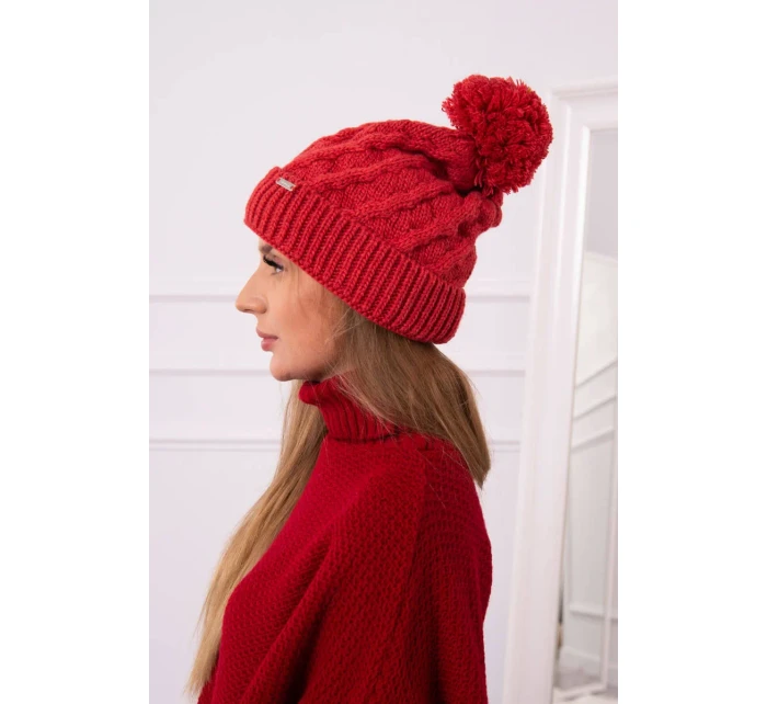 Fleecová čepice červená model 18751369 - K-Fashion Fleecová čepice červená model 18751369 - K-Fashion