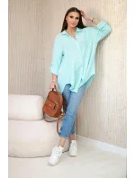 Bavlnená mušelínová košeľa oversize mint