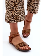 Ploché Kožené Dámské Sandály model 21661414 - Zazoo Ploché Kožené Dámské Sandály model 21661414 - Zazoo