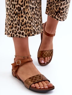 Ploché Kožené Dámské Sandály model 21661414 - Zazoo