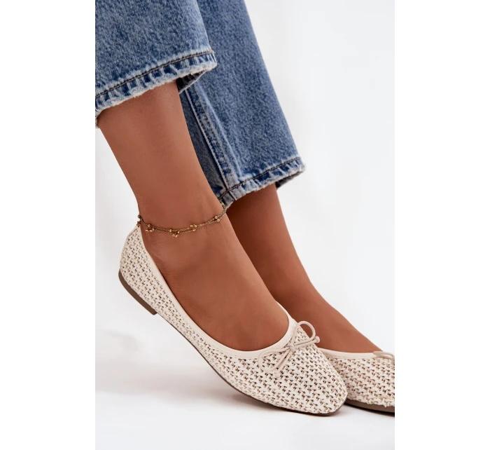 Baleríny S Pletením A Mašlí Ecru model 21744492 - Boto