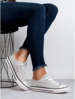 Trendy šedo-strieborné tenisky dámske bez podpätku