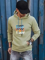 Pánska zateplená mikina s kapucňou olivová FashionStreet BX5379