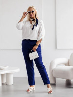 Tmavě modré elegantní dámské kalhoty plus size (728)