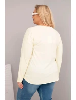 Dámská blůza Plus Size s V výstřihem a delším zadním dílem žlutá