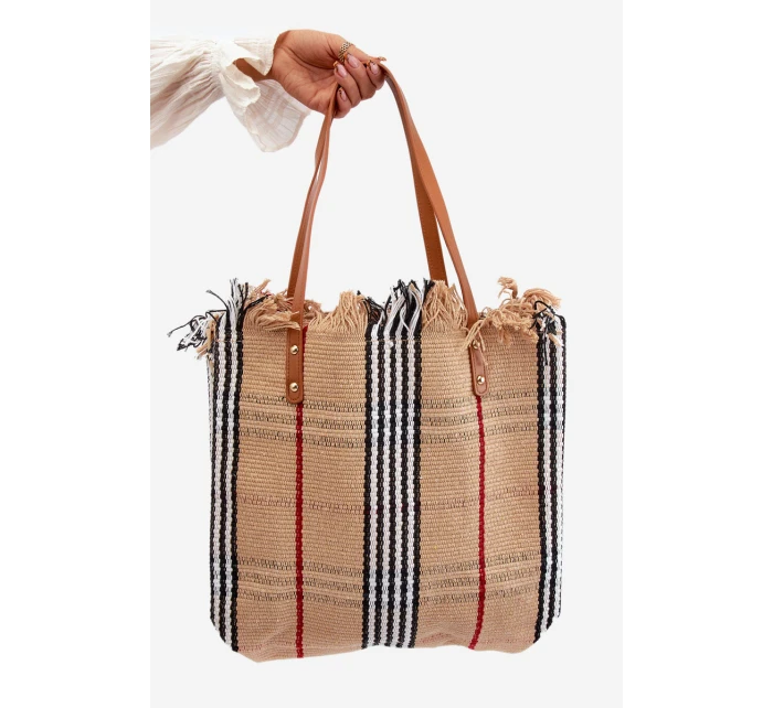 Duża Pleciona Torba Na Plażę Brązowa Avonas