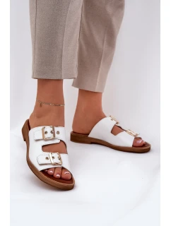 Kožené Ploché Sandály S Přezkami Bílé model 21686308 - Zazoo