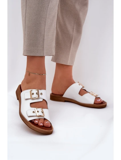 Kožené Ploché Sandály S Přezkami Bílé model 21686308 - Zazoo