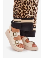 Dámské Sandály Na Platformě A Klínu S Přezkami Béžové model 21688795 - Boto Dámské Sandály Na Platformě A Klínu S Přezkami Béžové model 21688795 - Boto
