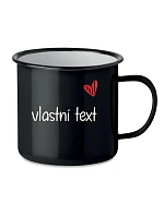 Vlastný text na retro plechovom hrnčeku