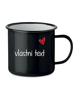 Vlastný text na retro plechovom hrnčeku