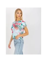 Dámská halenka WN BZ model 18837891 Světle modrá s květy RUE PARIS - FPrice Dámská halenka WN BZ model 18837891 Světle modrá s květy RUE PARIS - FPrice