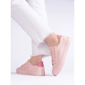 Trendy dámské  tenisky růžové bez podpatku