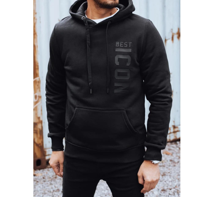 Pánska zateplená mikina s potlačou čierna FashionStreet BX5917