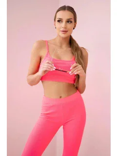 Sada s blúzkou top rebrovaný ružová neónová