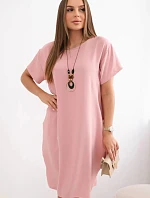 Šaty s vreckami a príveskom tmavo púdrovo ružovej farby