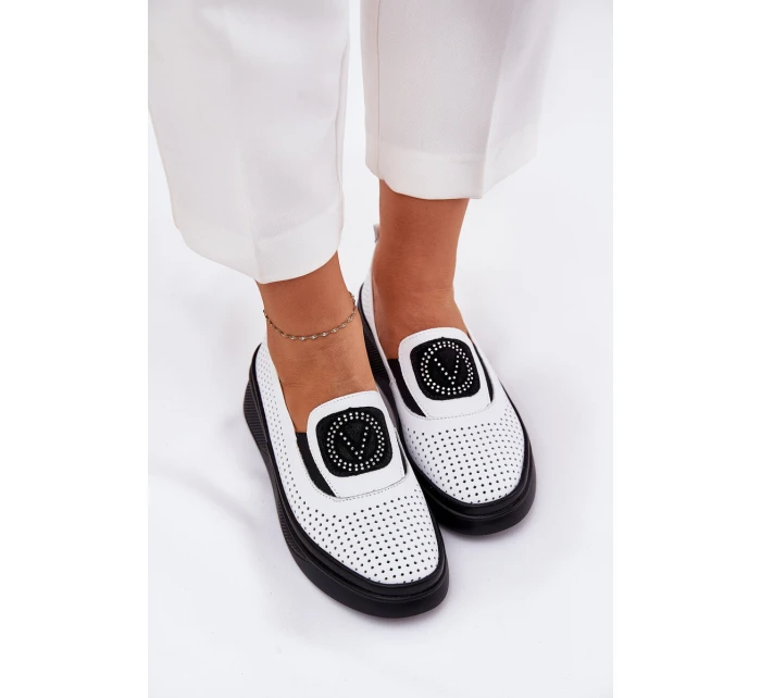 Dámské Kožené Mokasíny Na Platformě A Klínu Bílé model 21686687 - VINCEZA
