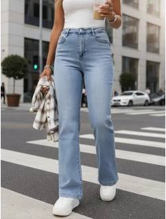 Jeansy damskie z wysokim stanem niebieskie model 22038500 - FashionStreet