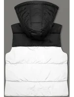 Bielo-čierna krátka dámska vesta J.STYLE s kapucňou (16M9112-281)