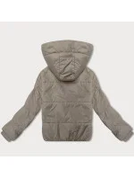 Krátká béžová dámská bunda s kapucí model 20991162 - J.STYLE