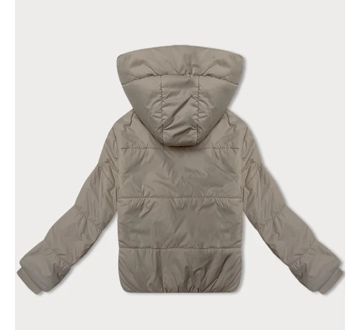 Krátká béžová dámská bunda s kapucí model 20991162 - J.STYLE