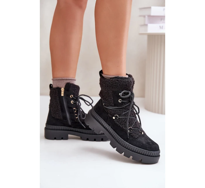 Botki Z Futerkiem Typu Baranek Czarne Merilana