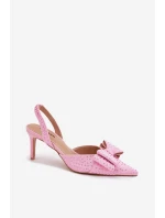 Zdobené lodičky s a mašlí růžové model 21699354 - Boto Zdobené lodičky s a mašlí růžové model 21699354 - Boto