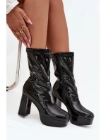 Lakierowane Botki Damskie Na Platformie I Słupkowym Obcasie Czarne Calvessa Lakierowane Botki Damskie Na Platformie I Słupkowym Obcasie Czarne Calvessa